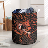Polynesia Leukemia Awareness Month Laundry Basket Warrior Butterfly Polynesian Orange Ribbon LT14 Orange - Polynesian Pride