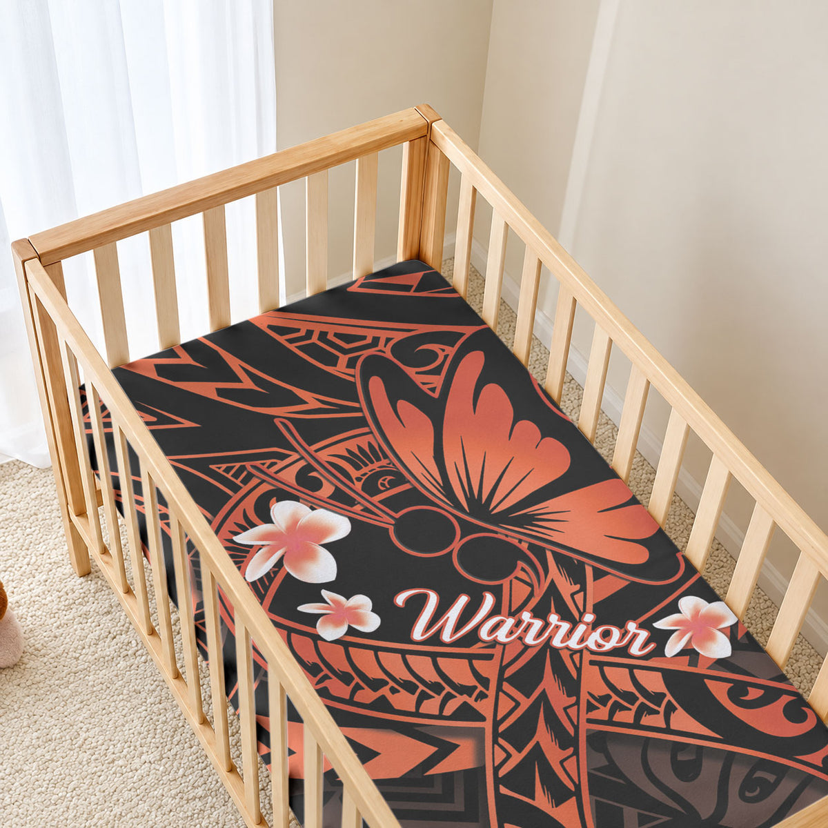 Polynesia Leukemia Awareness Month Baby Bed Cover Warrior Butterfly Polynesian Orange Ribbon LT14 - Polynesian Pride