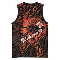 Polynesia Leukemia Awareness Month Basketball Jersey Warrior Butterfly Polynesian Orange Ribbon LT14 - Polynesian Pride