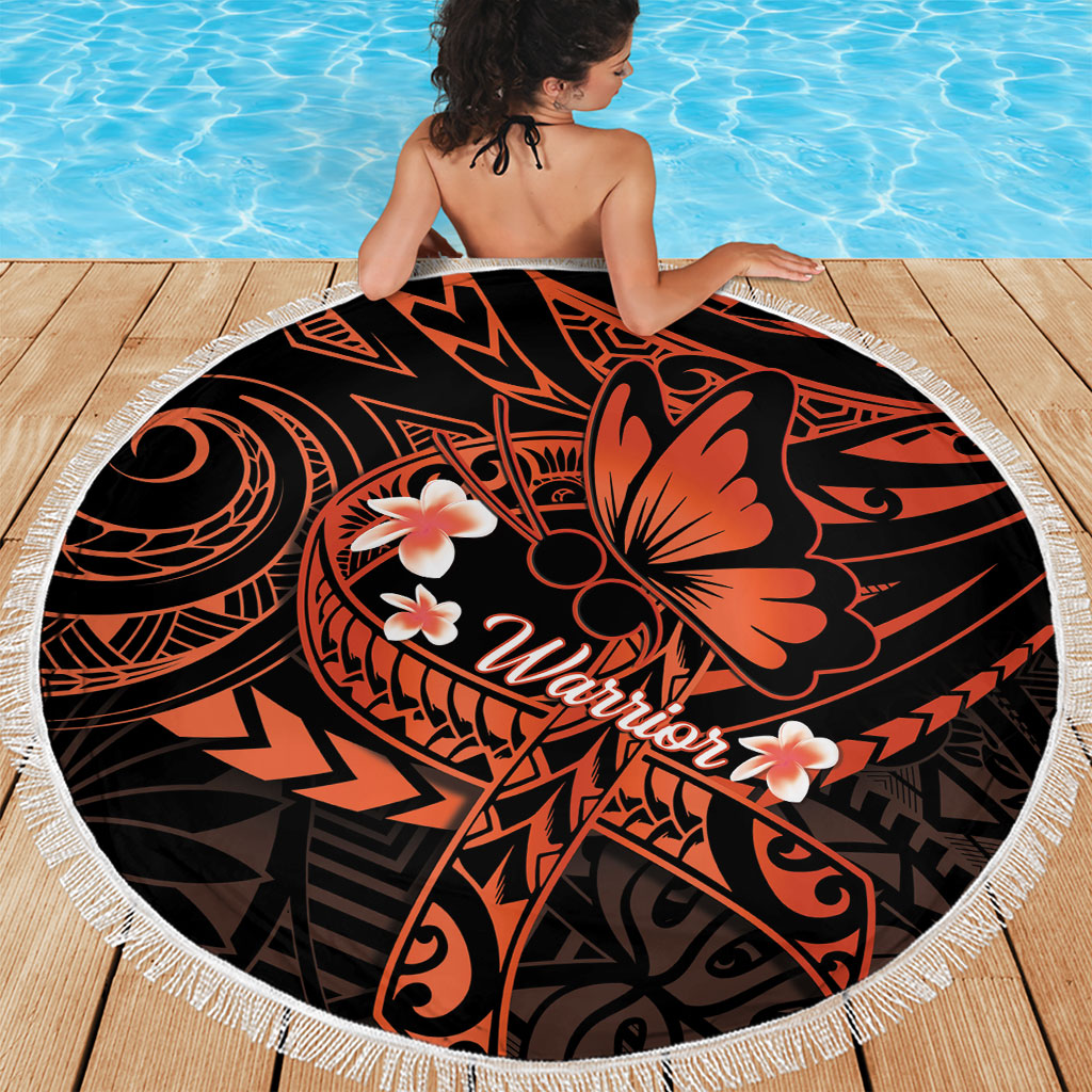 Polynesia Leukemia Awareness Month Beach Blanket Warrior Butterfly Polynesian Orange Ribbon LT14 - Polynesian Pride