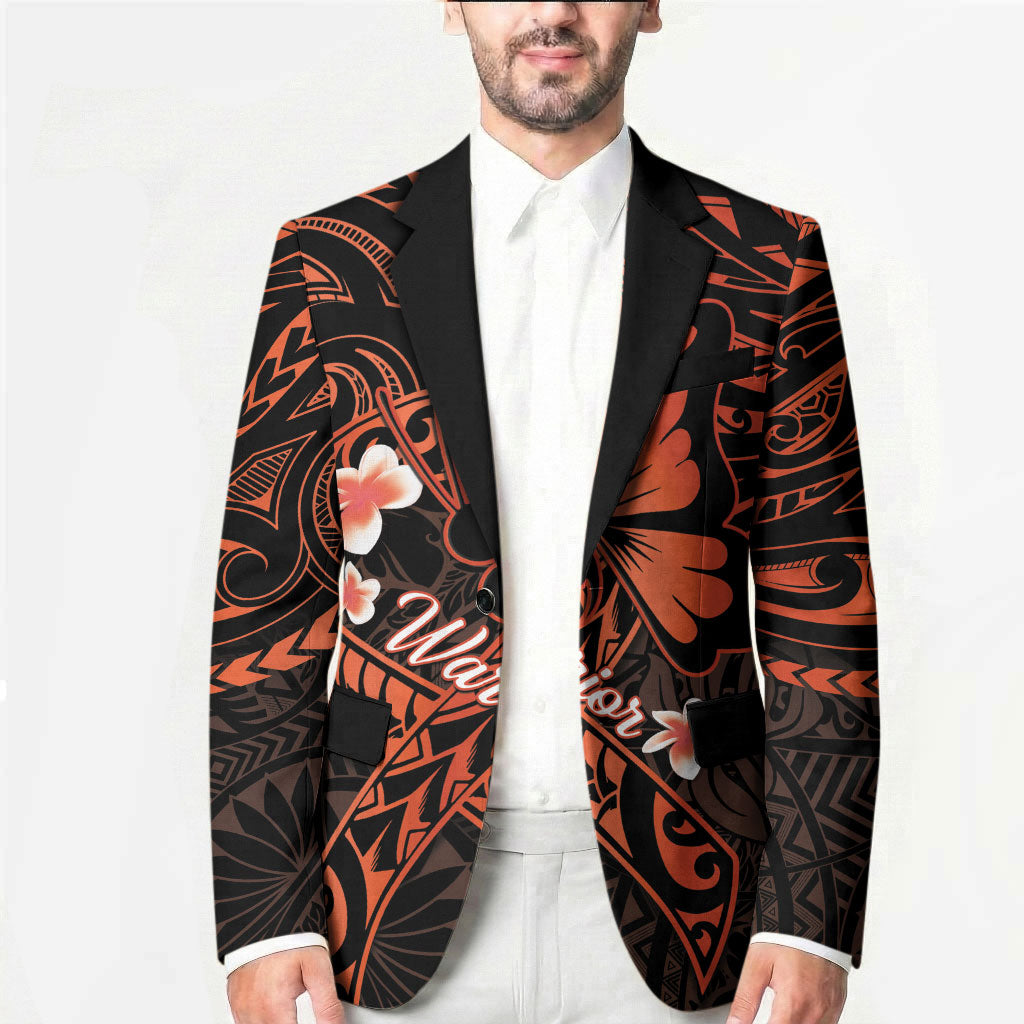 Polynesia Leukemia Awareness Month Blazer Warrior Butterfly Polynesian Orange Ribbon LT14 - Polynesian Pride