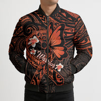 Polynesia Leukemia Awareness Month Bomber Puffer Jacket Warrior Butterfly Polynesian Orange Ribbon LT14 - Polynesian Pride
