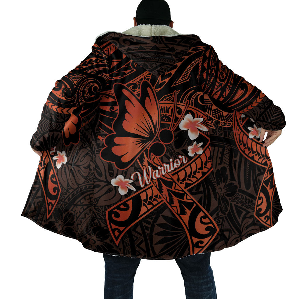 Polynesia Leukemia Awareness Month Cloak Warrior Butterfly Polynesian Orange Ribbon LT14 - Polynesian Pride