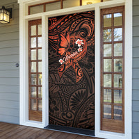 Polynesia Leukemia Awareness Month Door Cover Warrior Butterfly Polynesian Orange Ribbon LT14 - Polynesian Pride