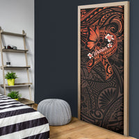 Polynesia Leukemia Awareness Month Door Cover Warrior Butterfly Polynesian Orange Ribbon LT14 - Polynesian Pride