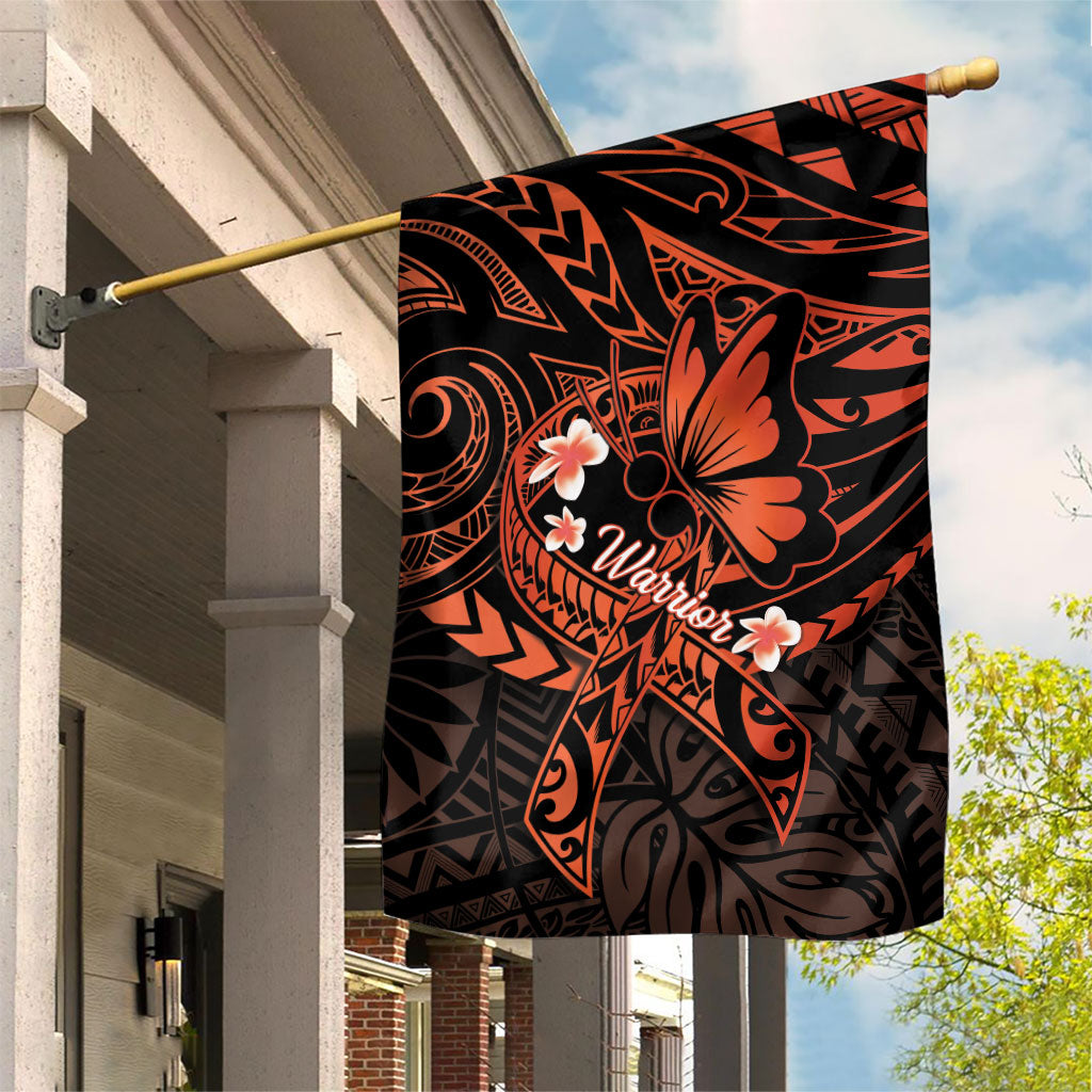 Polynesia Leukemia Awareness Month Garden Flag Warrior Butterfly Polynesian Orange Ribbon LT14 House Flag Orange - Polynesian Pride