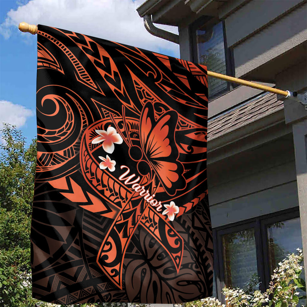 Polynesia Leukemia Awareness Month Garden Flag Warrior Butterfly Polynesian Orange Ribbon LT14 - Polynesian Pride