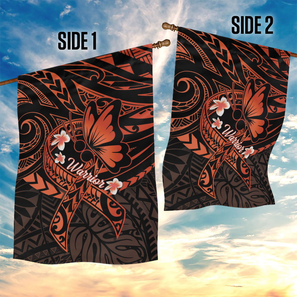 Polynesia Leukemia Awareness Month Garden Flag Warrior Butterfly Polynesian Orange Ribbon LT14 - Polynesian Pride
