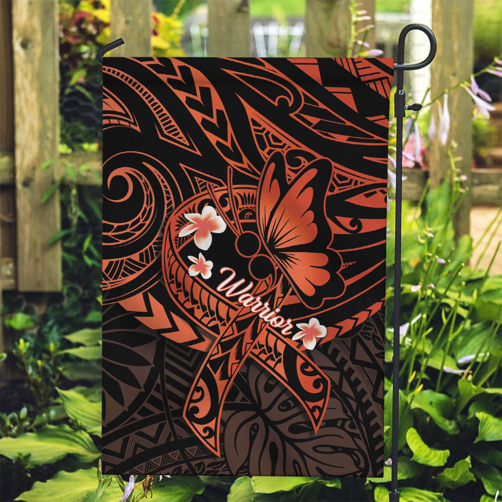 Polynesia Leukemia Awareness Month Garden Flag Warrior Butterfly Polynesian Orange Ribbon LT14 Garden Flag Orange - Polynesian Pride
