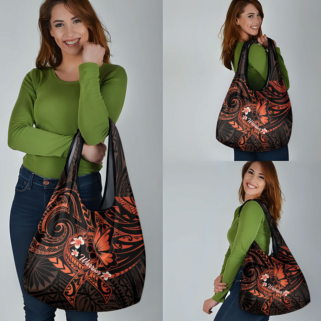 Polynesia Leukemia Awareness Month Grocery Bag Warrior Butterfly Polynesian Orange Ribbon LT14 - Polynesian Pride