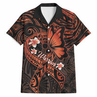 Polynesia Leukemia Awareness Month Hawaiian Shirt Warrior Butterfly Polynesian Orange Ribbon LT14 Orange - Polynesian Pride