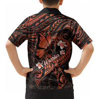 Polynesia Leukemia Awareness Month Hawaiian Shirt Warrior Butterfly Polynesian Orange Ribbon LT14 - Polynesian Pride
