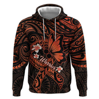Polynesia Leukemia Awareness Month Hoodie Warrior Butterfly Polynesian Orange Ribbon LT14 Pullover Hoodie Orange - Polynesian Pride