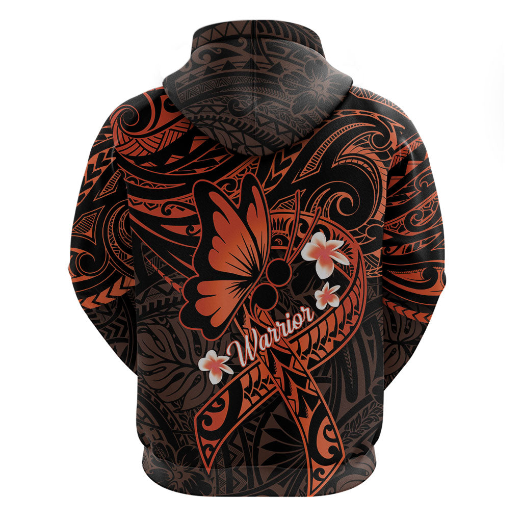 Polynesia Leukemia Awareness Month Hoodie Warrior Butterfly Polynesian Orange Ribbon LT14 - Polynesian Pride