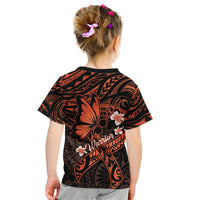 Polynesia Leukemia Awareness Month Kid T Shirt Warrior Butterfly Polynesian Orange Ribbon LT14 - Polynesian Pride