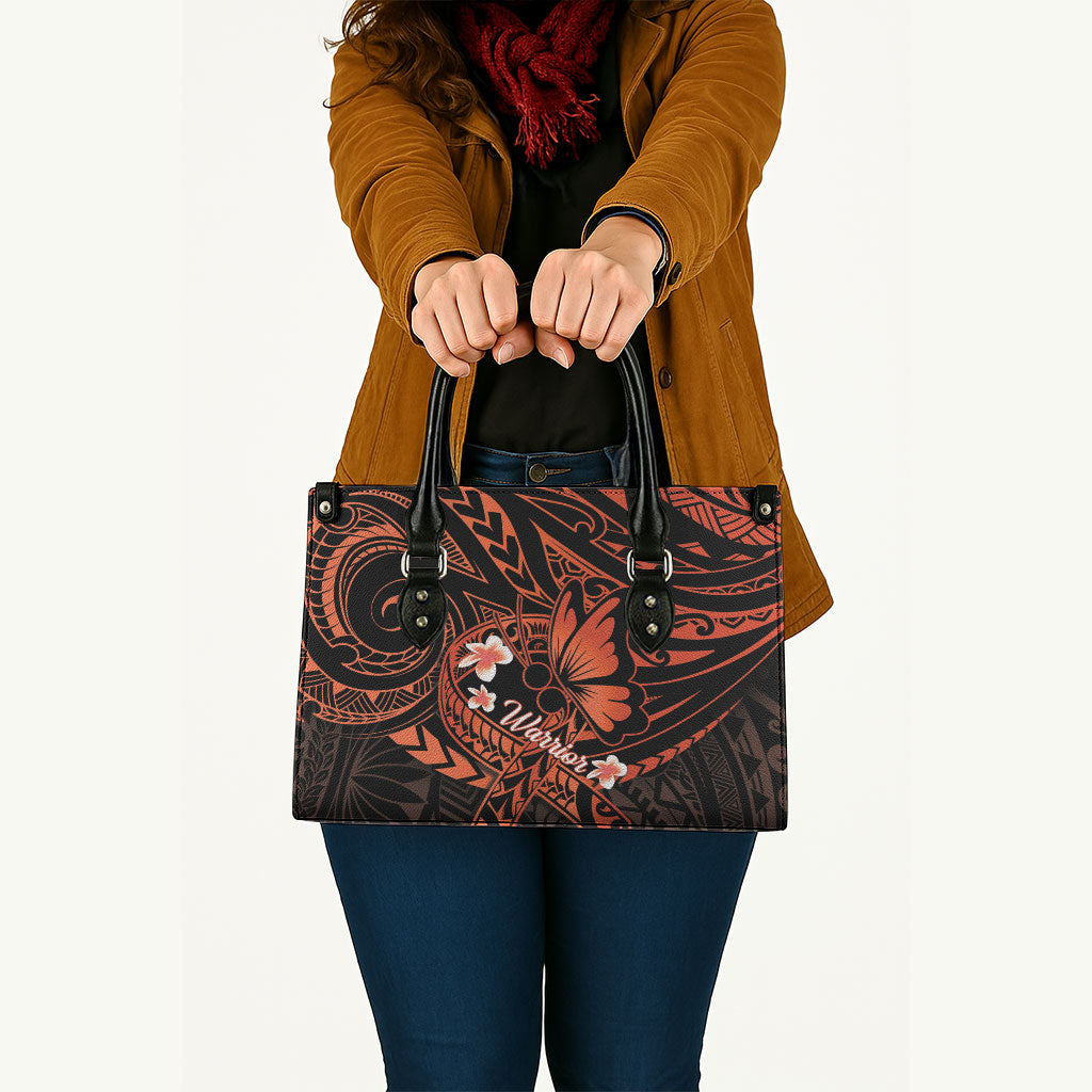 Polynesia Leukemia Awareness Month Leather Bag Warrior Butterfly Polynesian Orange Ribbon LT14 - Polynesian Pride