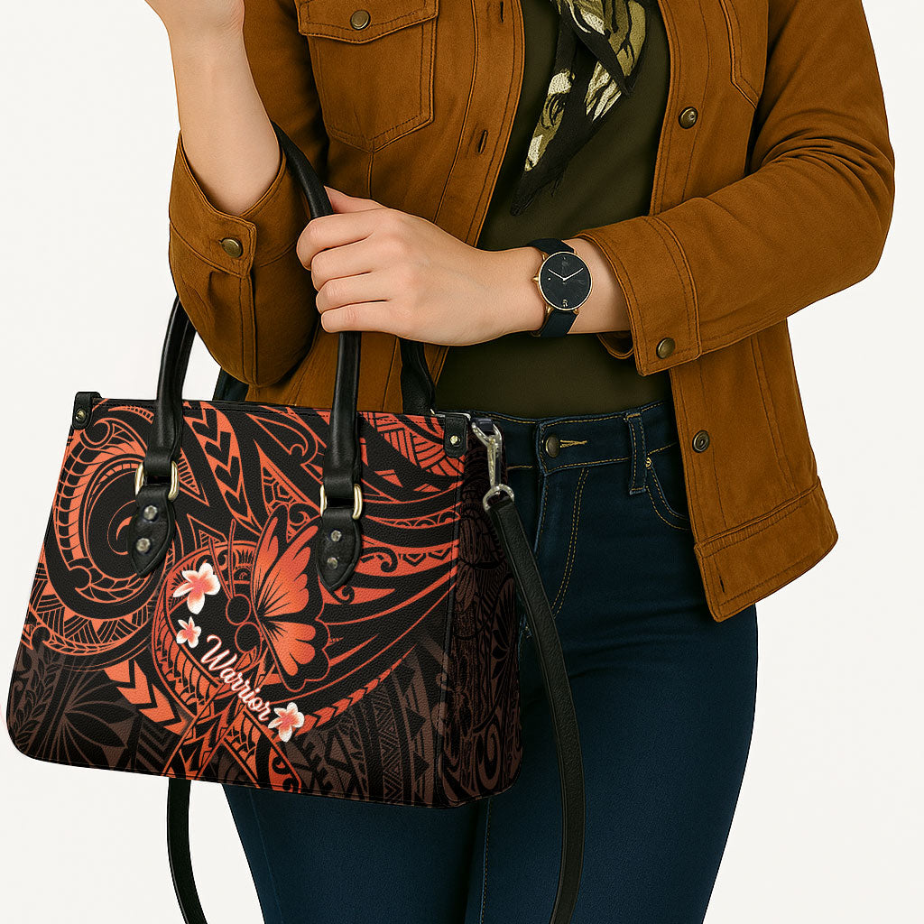 Polynesia Leukemia Awareness Month Leather Bag Warrior Butterfly Polynesian Orange Ribbon LT14 - Polynesian Pride