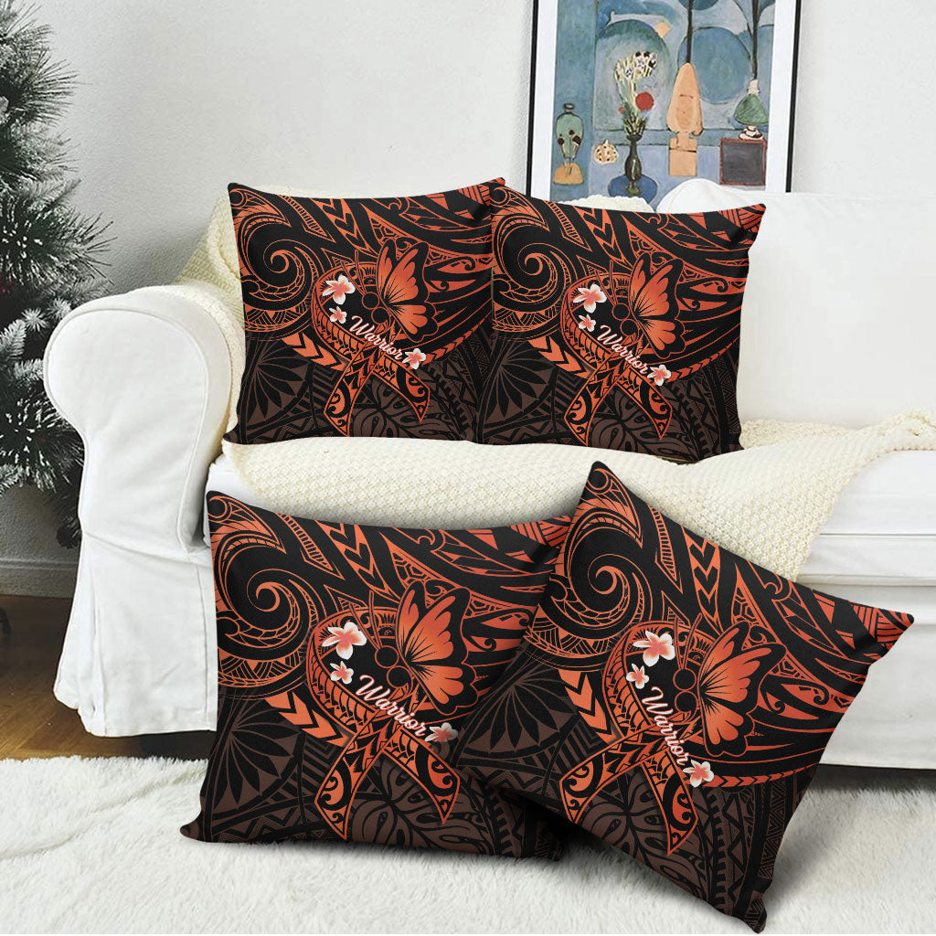Polynesia Leukemia Awareness Month Pillow Cover Warrior Butterfly Polynesian Orange Ribbon LT14 - Polynesian Pride