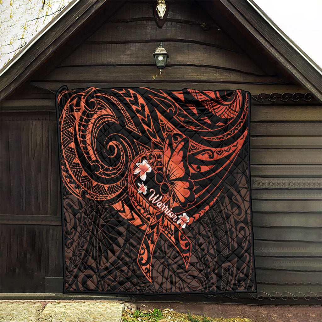 Polynesia Leukemia Awareness Month Quilt Warrior Butterfly Polynesian Orange Ribbon LT14 - Polynesian Pride