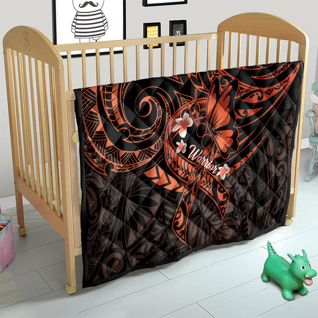 Polynesia Leukemia Awareness Month Quilt Warrior Butterfly Polynesian Orange Ribbon LT14 - Polynesian Pride