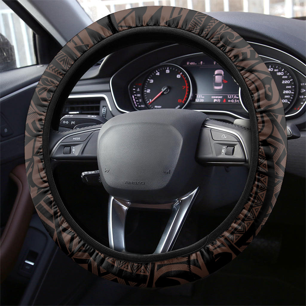 Polynesia Leukemia Awareness Month Steering Wheel Cover Warrior Butterfly Polynesian Orange Ribbon LT14 - Polynesian Pride