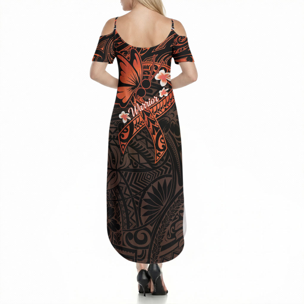 Polynesia Leukemia Awareness Month Summer Maxi Dress Warrior Butterfly Polynesian Orange Ribbon LT14 - Polynesian Pride