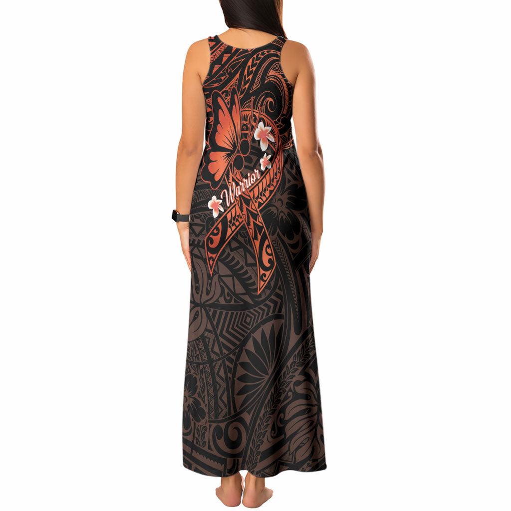 Polynesia Leukemia Awareness Month Tank Maxi Dress Warrior Butterfly Polynesian Orange Ribbon LT14 - Polynesian Pride
