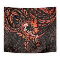 Polynesia Leukemia Awareness Month Tapestry Warrior Butterfly Polynesian Orange Ribbon LT14 - Polynesian Pride