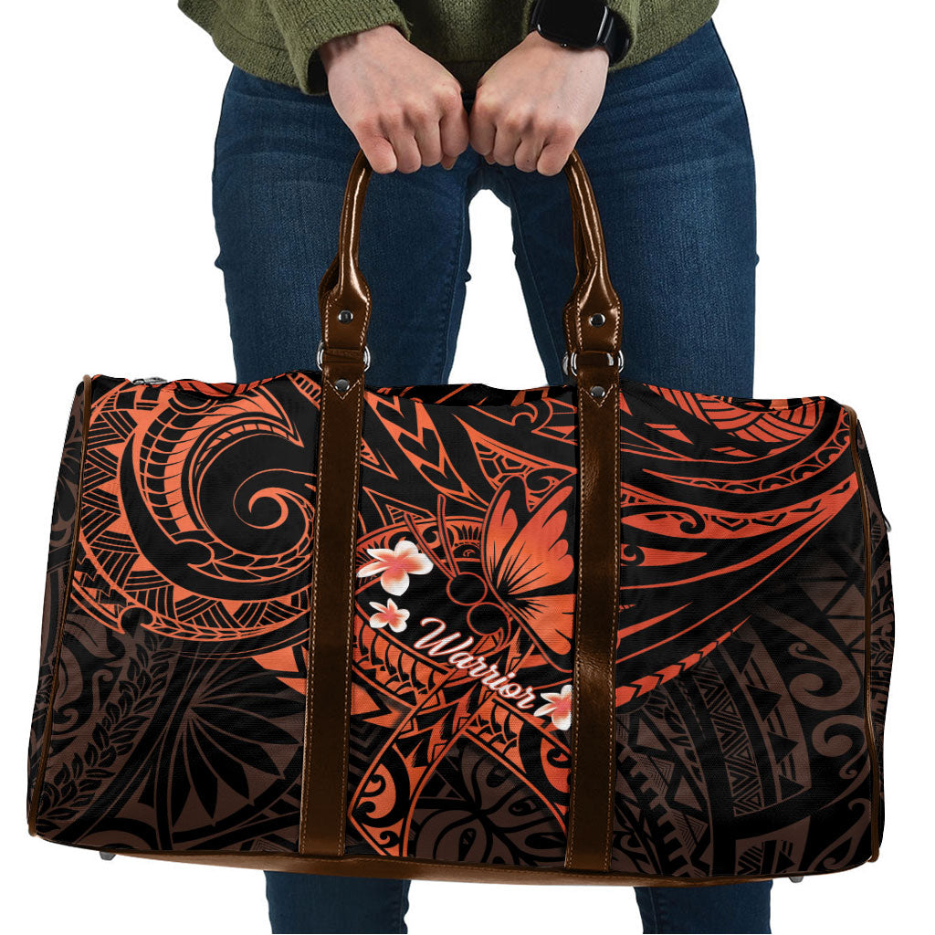 Polynesia Leukemia Awareness Month Travel Bag Warrior Butterfly Polynesian Orange Ribbon LT14 Orange - Polynesian Pride