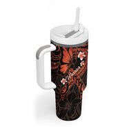 Polynesia Leukemia Awareness Month Tumbler With Handle Warrior Butterfly Polynesian Orange Ribbon LT14 - Polynesian Pride
