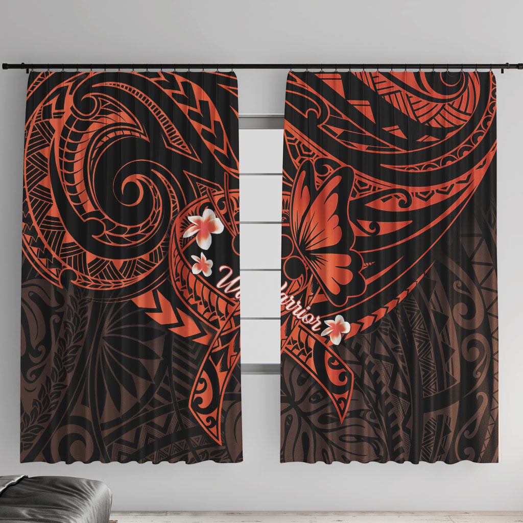 Polynesia Leukemia Awareness Month Window Curtain Warrior Butterfly Polynesian Orange Ribbon LT14 With Hooks Orange - Polynesian Pride