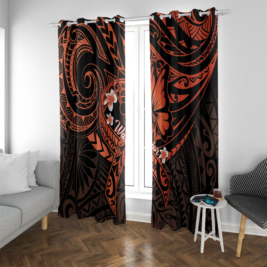 Polynesia Leukemia Awareness Month Window Curtain Warrior Butterfly Polynesian Orange Ribbon LT14 With Grommets Orange - Polynesian Pride