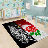 New Zealand And England Rugby Area Rug 2023 World Cup All Black Combine Red Roses LT14 - Polynesian Pride