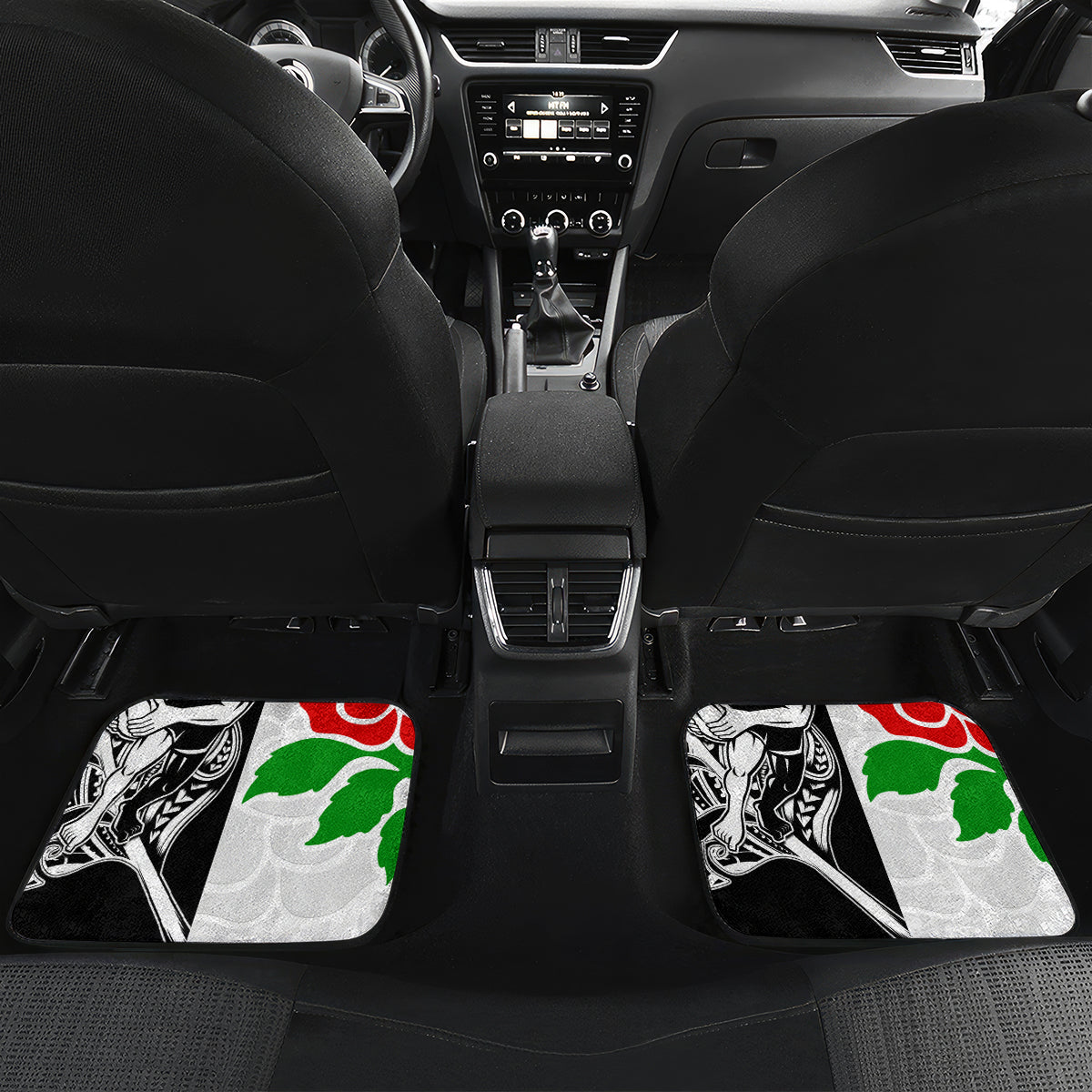 New Zealand And England Rugby Car Mats 2023 World Cup All Black Combine Red Roses LT14 - Polynesian Pride
