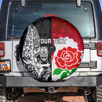 Custom New Zealand And England Rugby Spare Tire Cover 2023 World Cup All Black Combine Red Roses LT14 - Polynesian Pride