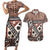 Bula Fiji Couples Matching Short Sleeve Bodycon Dress and Hawaiian Shirt Unique Masi Tapa Pattern LT14 Brown - Polynesian Pride