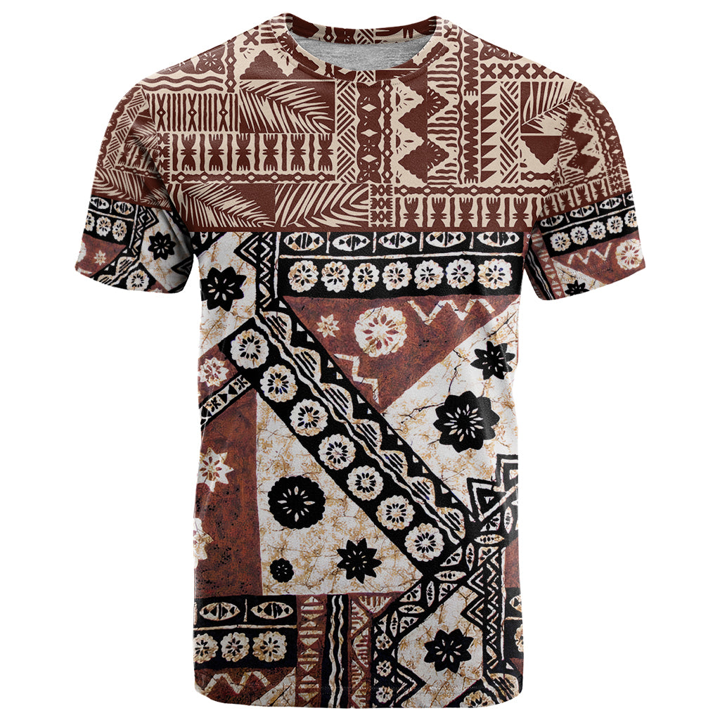 Bula Fiji T Shirt Unique Masi Tapa Pattern LT14 Brown - Polynesian Pride