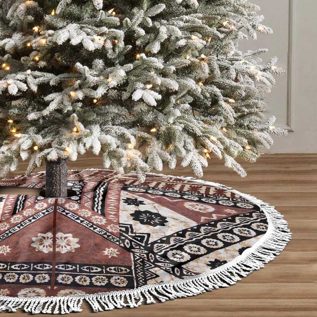 Brown Bula Fiji Tree Skirt Unique Masi Tapa Pattern