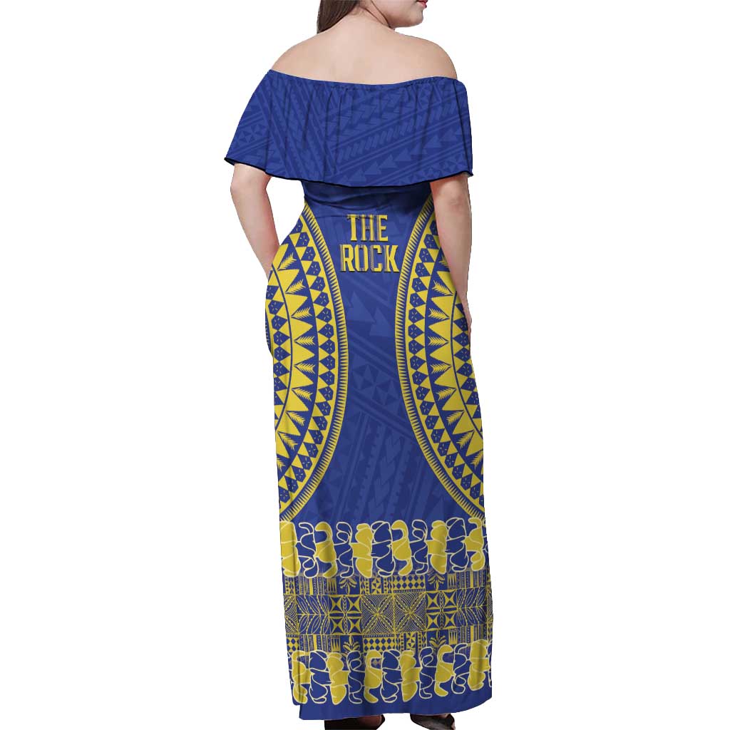 Fakaalofa Lahi Atu Niue Off Shoulder Maxi Dress Siapo Pattern With Puakenikeni