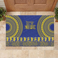 Fakaalofa Lahi Atu Niue Rubber Doormat Siapo Pattern With Puakenikeni