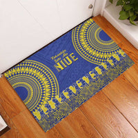 Fakaalofa Lahi Atu Niue Rubber Doormat Siapo Pattern With Puakenikeni