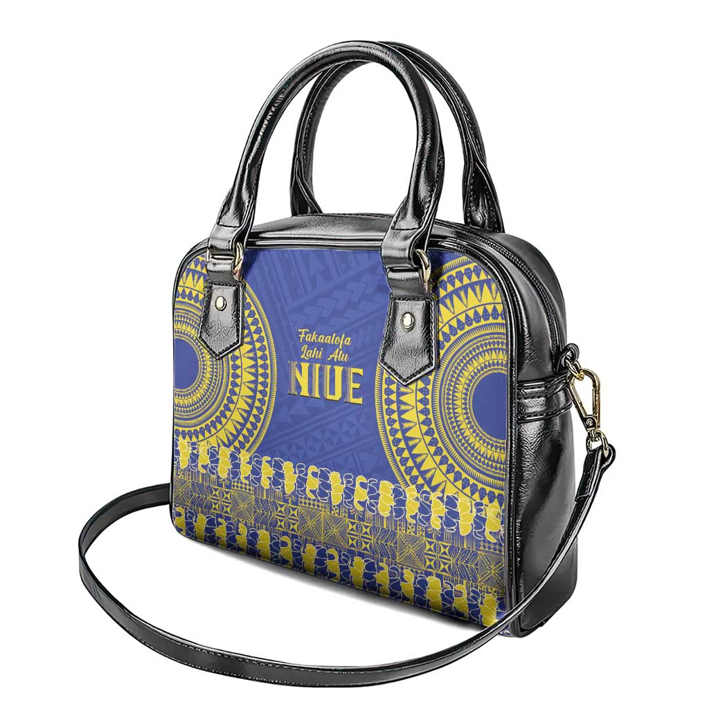 Fakaalofa Lahi Atu Niue Shoulder Handbag Siapo Pattern With Puakenikeni