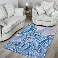 Niue Language Week Area Rug The Rock Coconut Crab - Siapo Blue Pastel