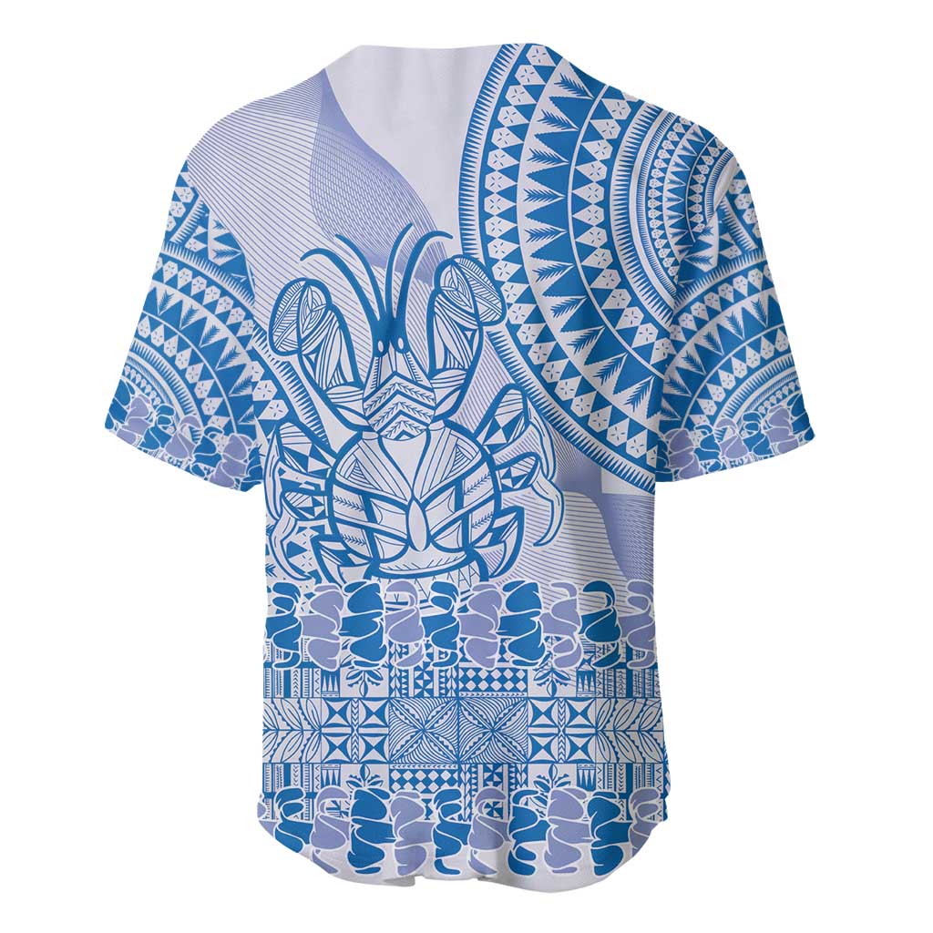 Niue Language Week Baseball Jersey The Rock Coconut Crab - Siapo Blue Pastel