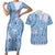 Niue Language Week Couples Matching Short Sleeve Bodycon Dress and Hawaiian Shirt The Rock Coconut Crab - Siapo Blue Pastel