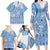 Niue Language Week Family Matching Long Sleeve Bodycon Dress and Hawaiian Shirt The Rock Coconut Crab - Siapo Blue Pastel