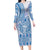 Niue Language Week Family Matching Long Sleeve Bodycon Dress and Hawaiian Shirt The Rock Coconut Crab - Siapo Blue Pastel