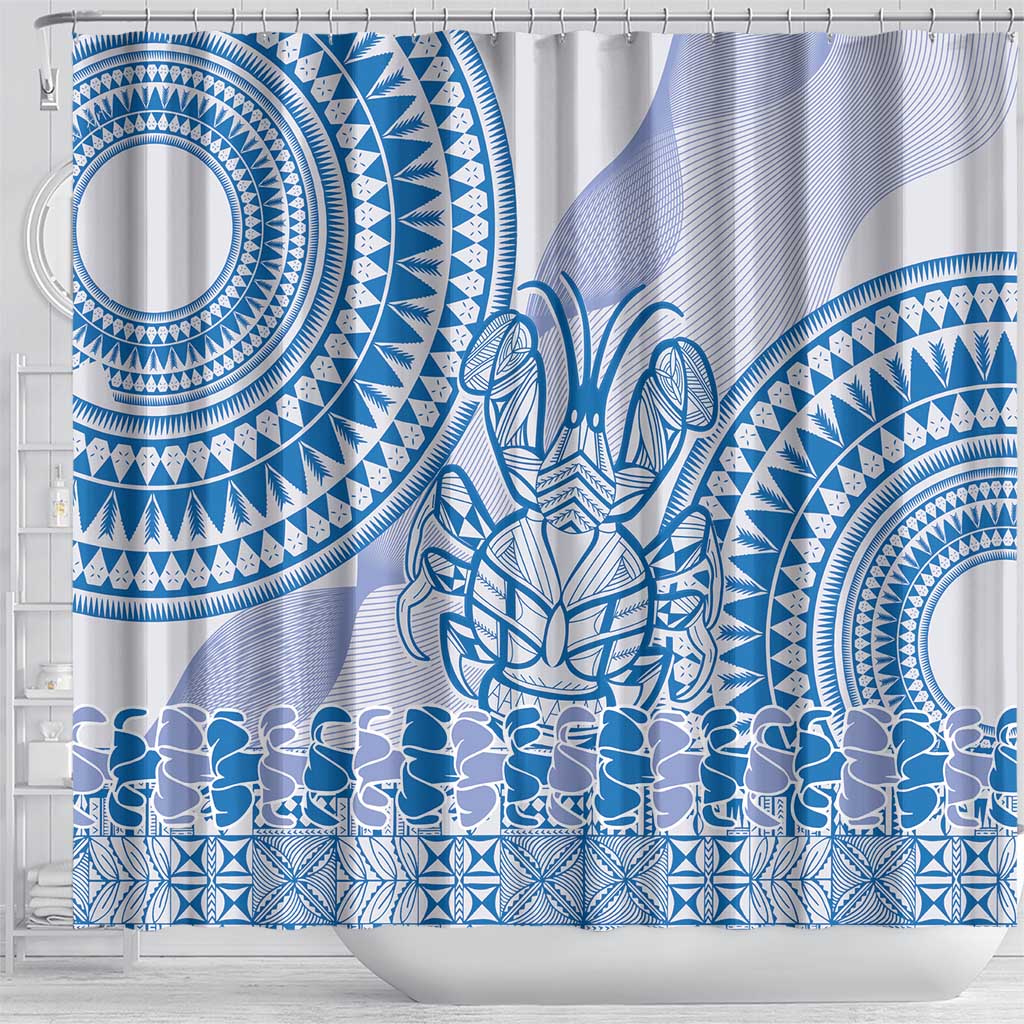 Niue Language Week Shower Curtain The Rock Coconut Crab - Siapo Blue Pastel