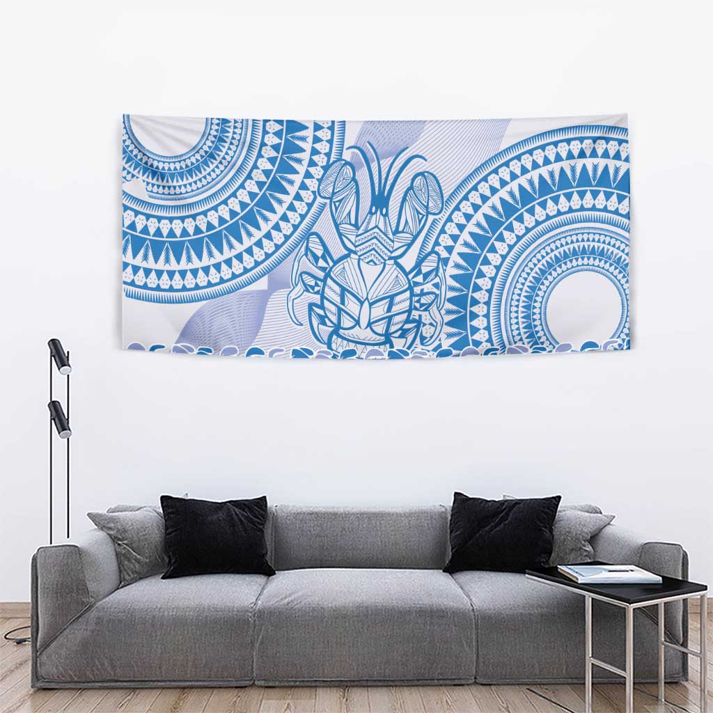 Niue Language Week Tapestry The Rock Coconut Crab - Siapo Blue Pastel