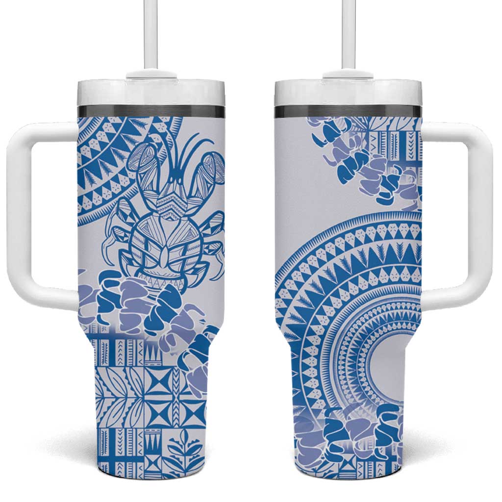 Niue Language Week Tumbler With Handle The Rock Coconut Crab - Siapo Blue Pastel